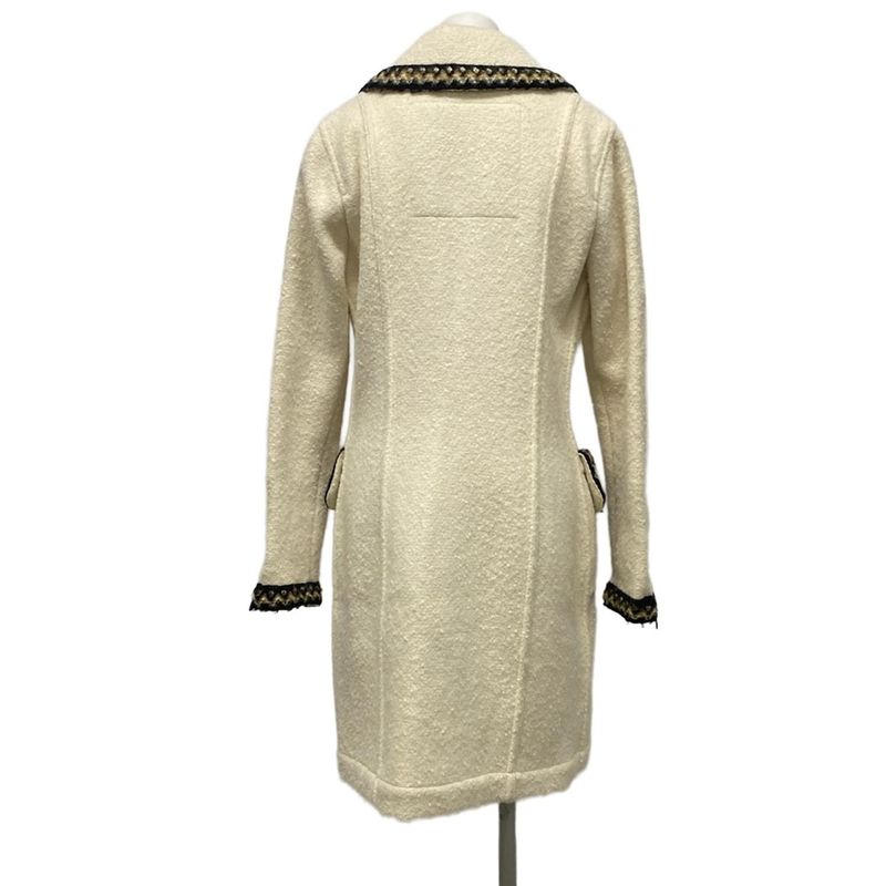 Chanel Coat Size 38 M Women's Sport Line P29214 Ivory X Black X Brown Zip Up