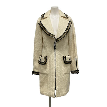 Chanel Coat Size 38 M Women's Sport Line P29214 Ivory X Black X Brown Zip Up