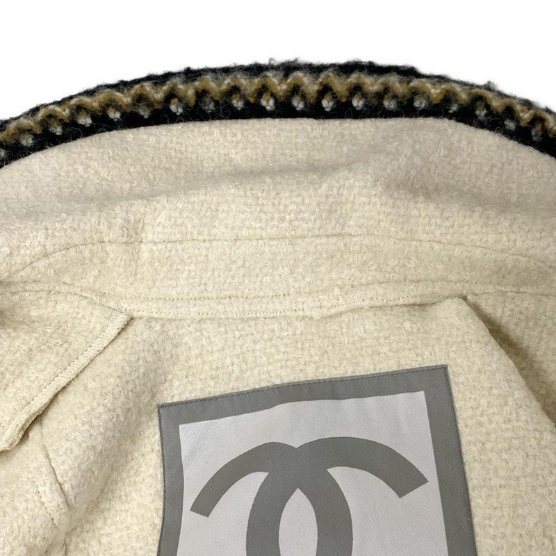 Chanel Coat Size 38 M Women's Sport Line P29214 Ivory X Black X Brown Zip Up