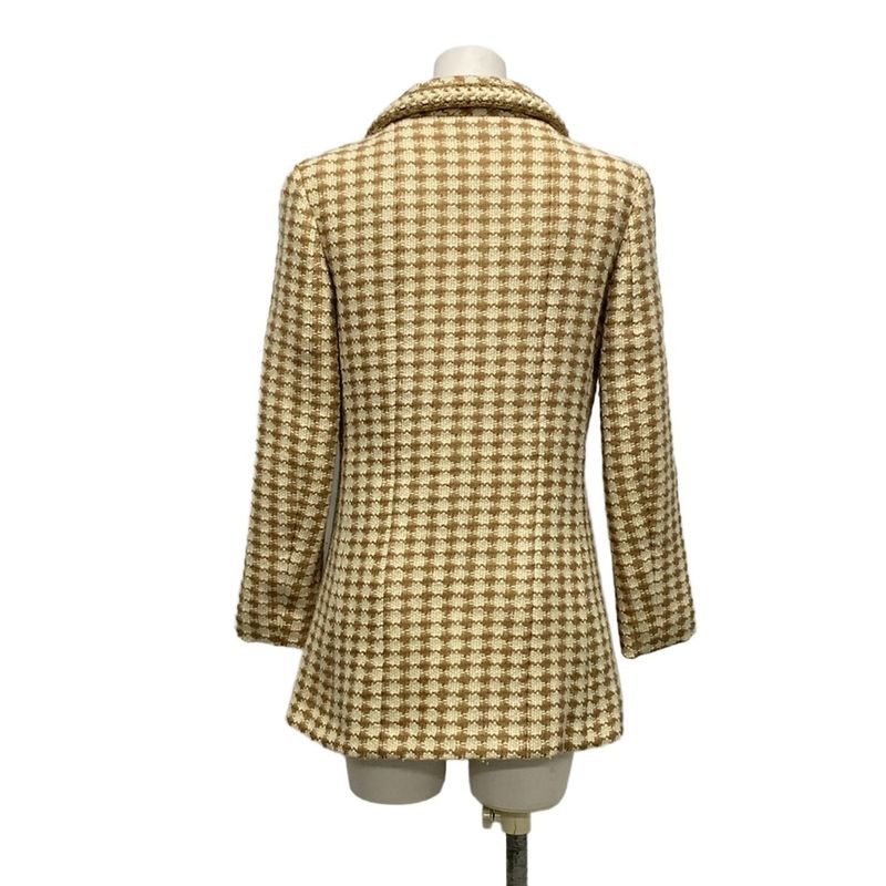 Chanel Coat Size 36 S Women - P16535 Ivory and Brown Long Sleeves Knit Fall