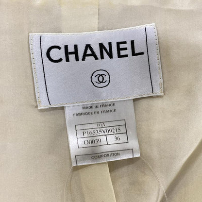 Chanel Coat Size 36 S Women - P16535 Ivory and Brown Long Sleeves Knit Fall