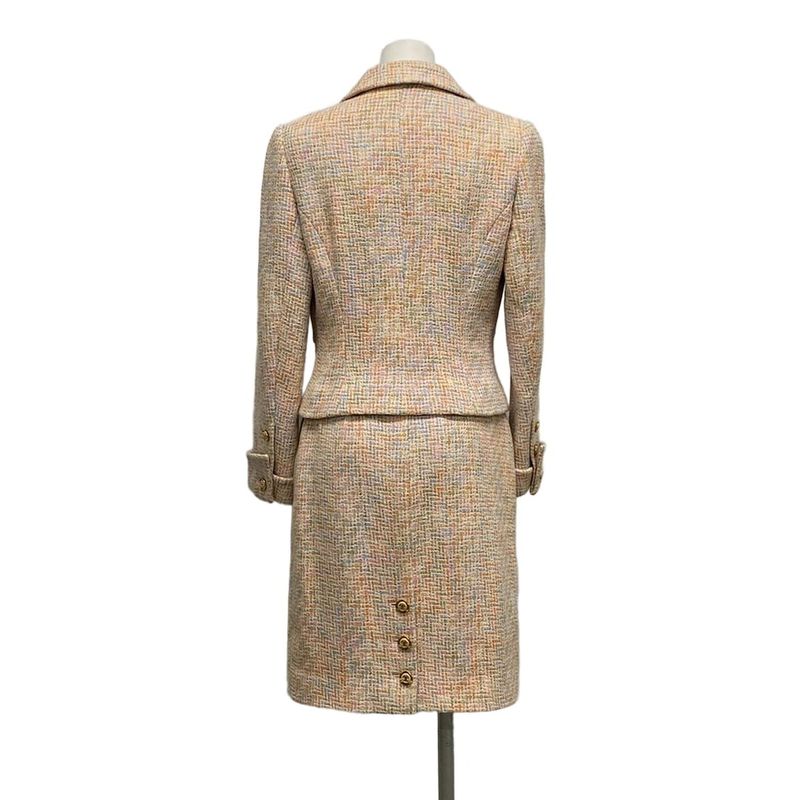 Chanel Skirt Suit Size 38 M Women - P02680 Light Pink X Orange X Multi Tweed