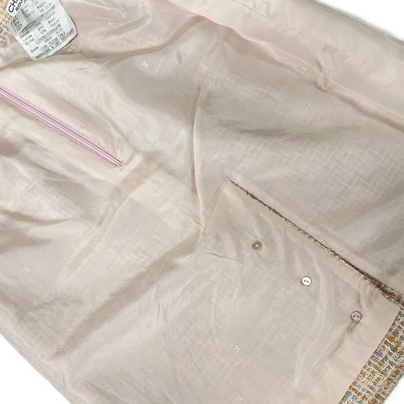 Chanel Skirt Suit Size 38 M Women - P02680 Light Pink X Orange X Multi Tweed