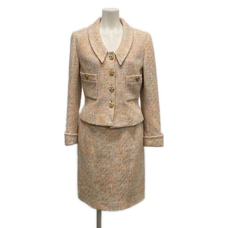 Chanel Skirt Suit Size 38 M Women - P02680 Light Pink X Orange X Multi Tweed