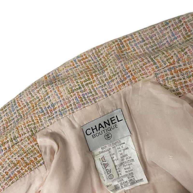 Chanel Skirt Suit Size 38 M Women - P02680 Light Pink X Orange X Multi Tweed
