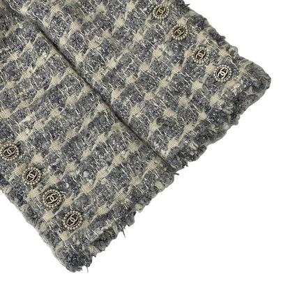 Chanel Coat Size 40 M Women - P26899 White and Gray Long Sleeves Tweed Lamé