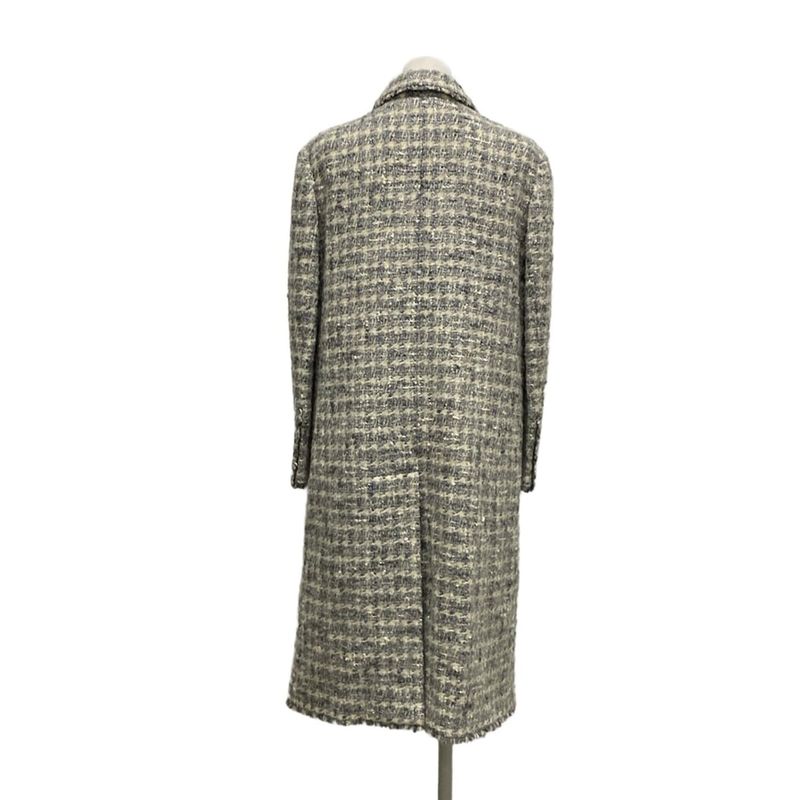 Chanel Coat Size 40 M Women - P26899 White and Gray Long Sleeves Tweed Lamé