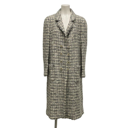 Chanel Coat Size 40 M Women - P26899 White and Gray Long Sleeves Tweed Lamé