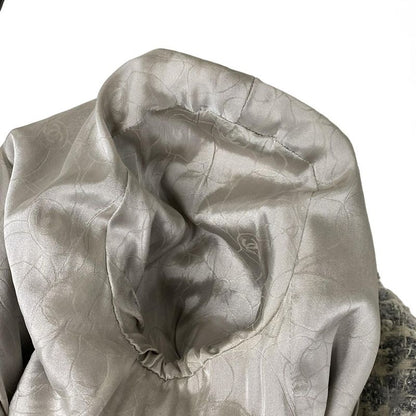 Chanel Coat Size 40 M Women - P26899 White and Gray Long Sleeves Tweed Lamé