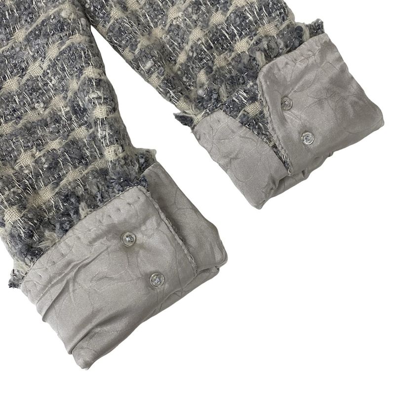 Chanel Coat Size 40 M Women - P26899 White and Gray Long Sleeves Tweed Lamé