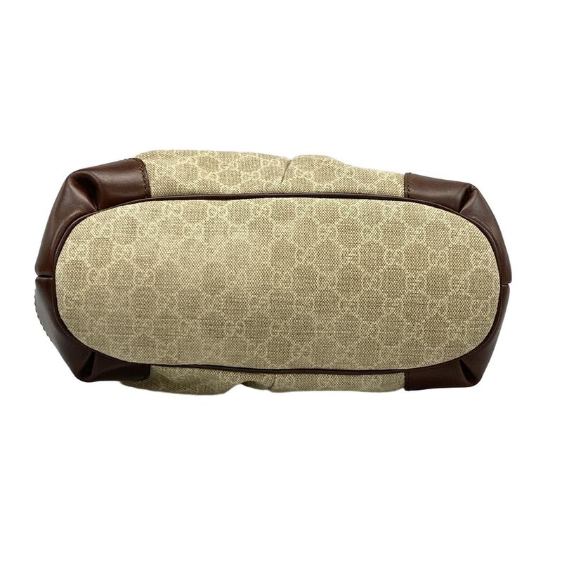 Gucci Sookie Handbag in GG Pattern 247902 Beige Ivory and Dark Brown Leather