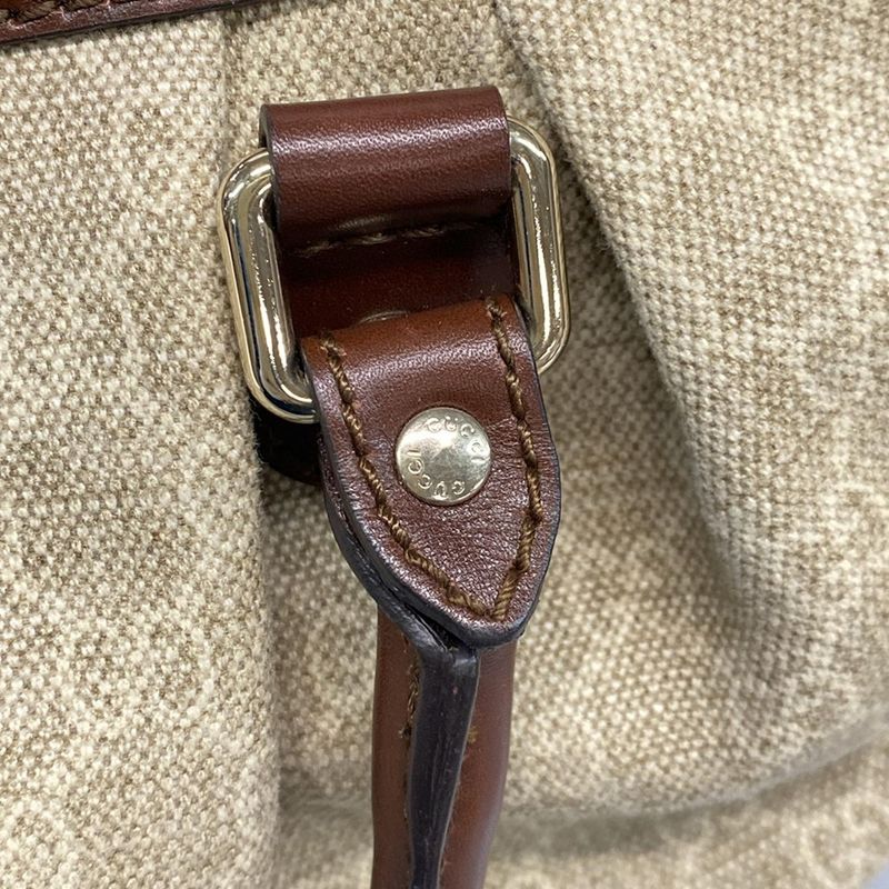 Gucci Sookie Handbag in GG Pattern 247902 Beige Ivory and Dark Brown Leather