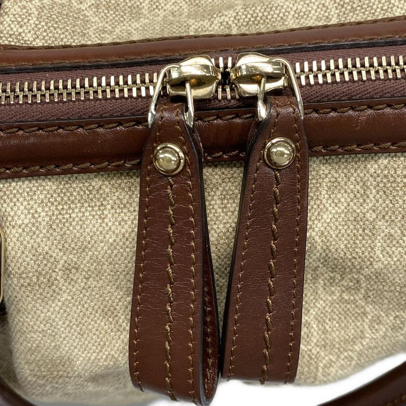 Gucci Sookie Handbag in GG Pattern 247902 Beige Ivory and Dark Brown Leather