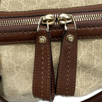 Gucci Sookie Handbag in GG Pattern 247902 Beige Ivory and Dark Brown Leather