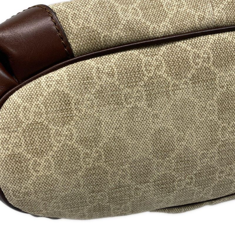 Gucci Sookie Handbag in GG Pattern 247902 Beige Ivory and Dark Brown Leather