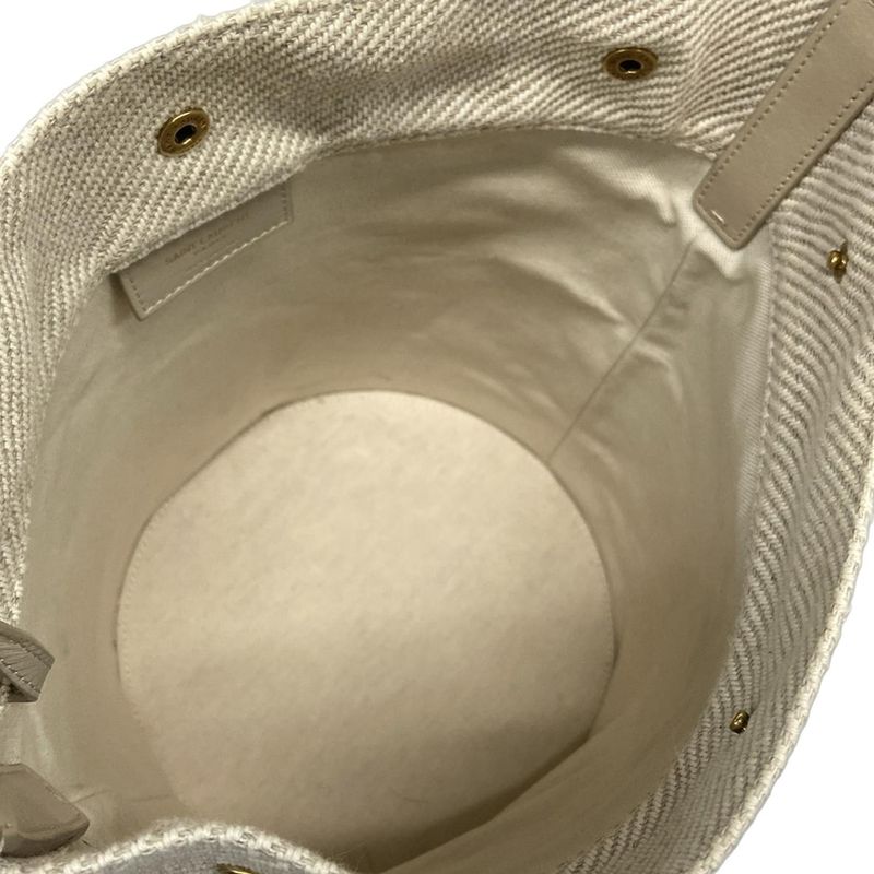 Saint Laurent Paris Shoulder Bag Rive Gauche Seau 669299 Ivory and Gray Beige