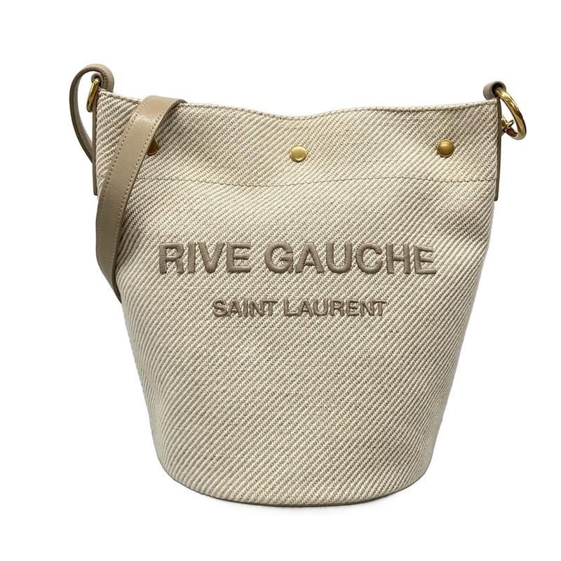 Saint Laurent Paris Shoulder Bag Rive Gauche Seau 669299 Ivory and Gray Beige