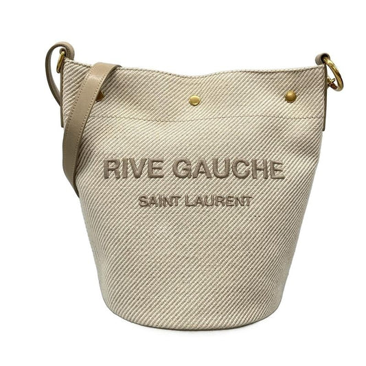 Saint Laurent Paris Shoulder Bag Rive Gauche Seau 669299 Ivory and Gray Beige