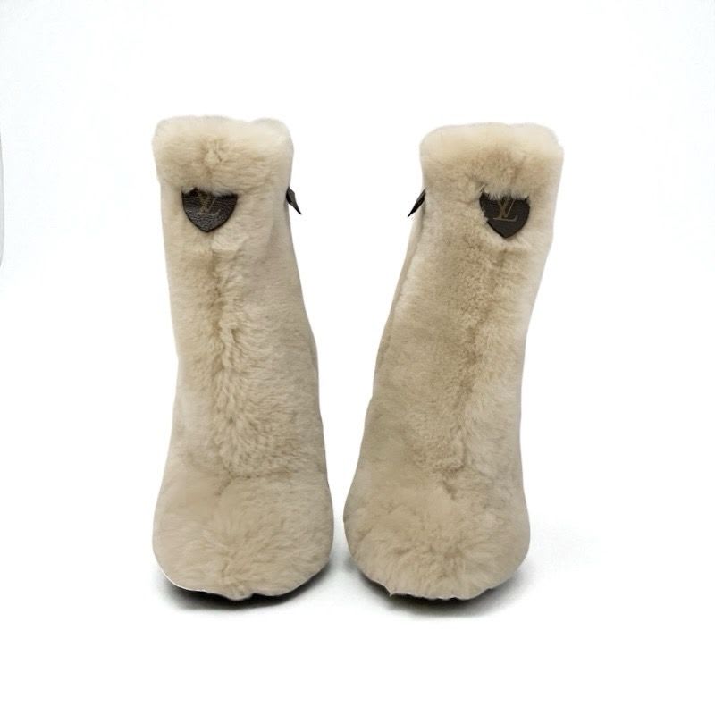 Louis Vuitton Silhouette Line Monogram Boots Short Shoes Fur Leather