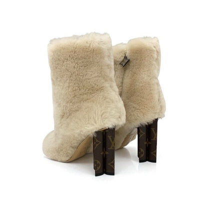 Louis Vuitton Silhouette Line Monogram Boots Short Shoes Fur Leather