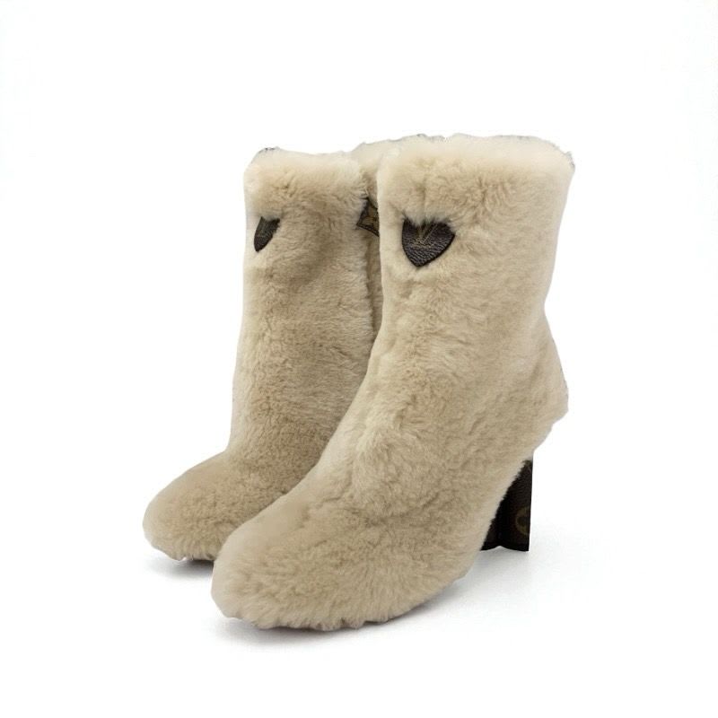 Louis Vuitton Silhouette Line Monogram Boots Short Shoes Fur Leather
