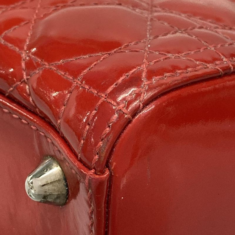 Dior Christian Dior Handbag Lady Dior Large Bag Red Leather