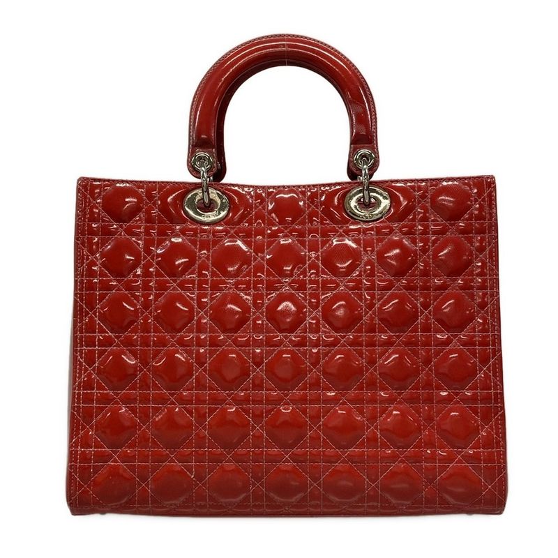 Dior Christian Dior Handbag Lady Dior Large Bag Red Leather