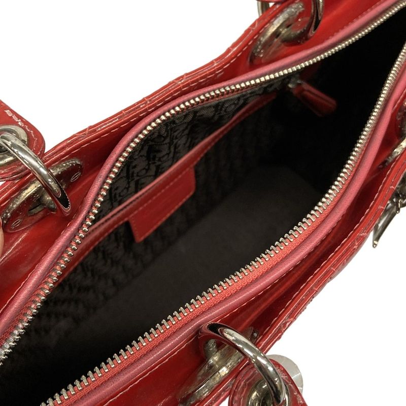 Dior Christian Dior Handbag Lady Dior Large Bag Red Leather