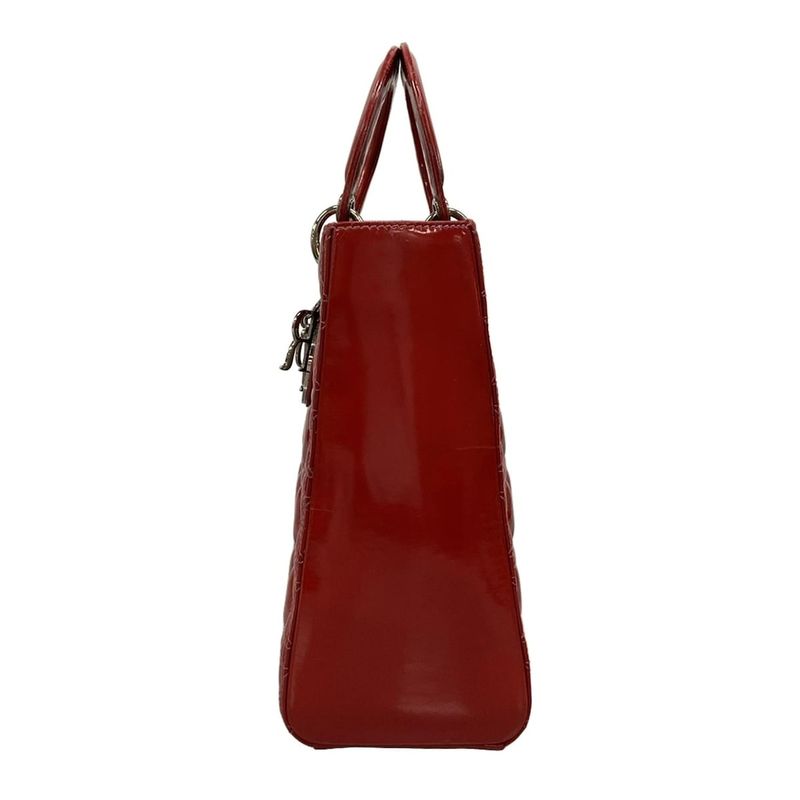 Dior Christian Dior Handbag Lady Dior Large Bag Red Leather