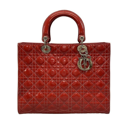 Dior Christian Dior Handbag Lady Dior Large Bag Red Leather