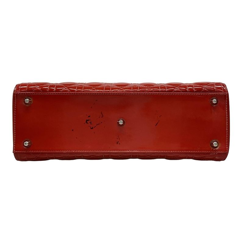 Dior Christian Dior Handbag Lady Dior Large Bag Red Leather