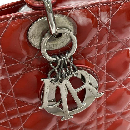 Dior Christian Dior Handbag Lady Dior Large Bag Red Leather