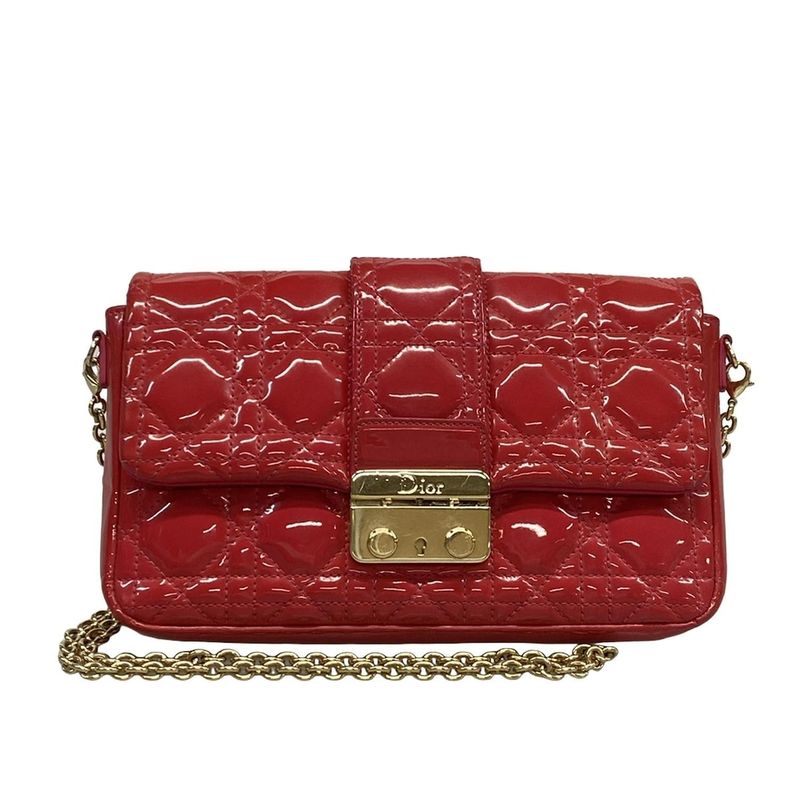 Dior Christian Dior Shoulder Bag Canage Stitch Pink Chain Shoulder Leather