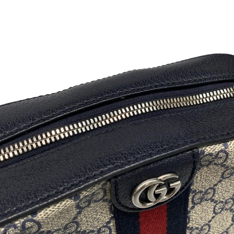 Gucci Shoulder Bag Ophidia Crossbody Bag 681064 Beige X Black X Navy Leather