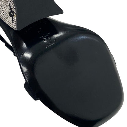 Louis Vuitton Appeal Line Monogram Sandals Shoes Suede Black Silver Rhinestone