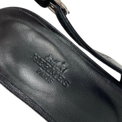 Hermes Innocent Flat Shoes Leather Black Silver Unused Ballet Shoes Kelly