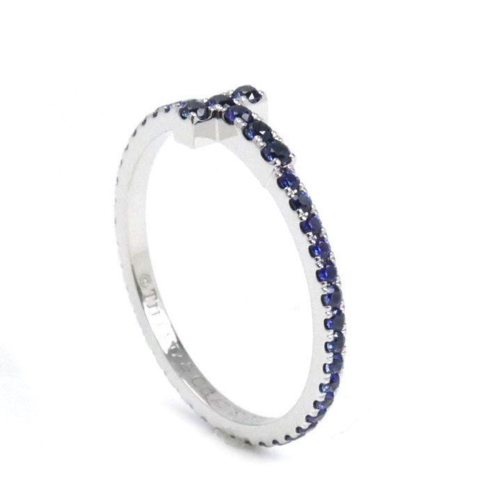 Tiffany & Co Tiffany & Co 18k White Gold White Gold Sapphire T-Wire Band Ring /