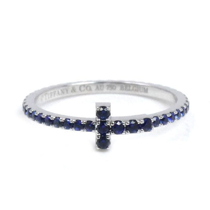 Tiffany & Co Tiffany & Co 18k White Gold White Gold Sapphire T-Wire Band Ring /