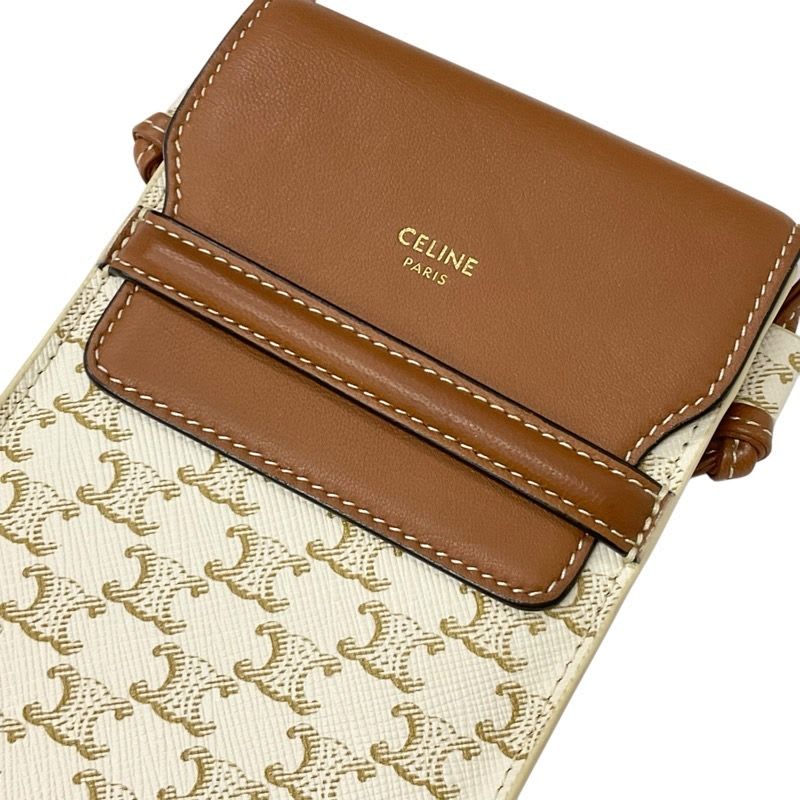Celine Mobile Smartphone Accessories White Brown Triomphe Logo Phone Case