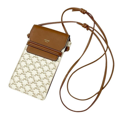 Celine Mobile Smartphone Accessories White Brown Triomphe Logo Phone Case