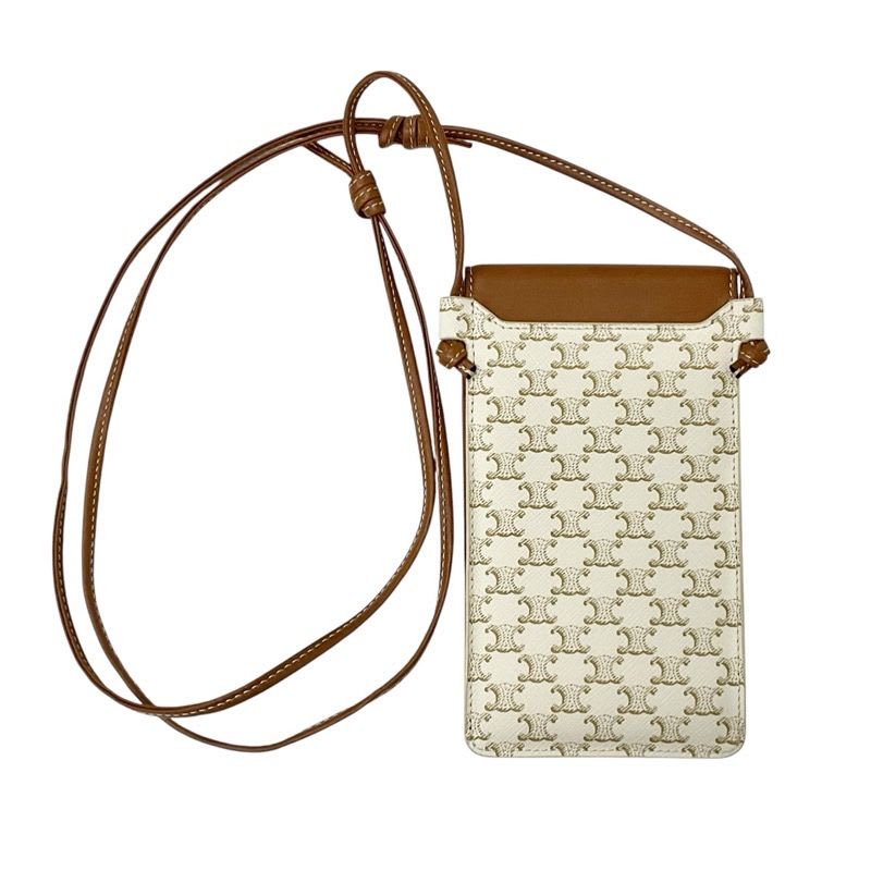 Celine Mobile Smartphone Accessories White Brown Triomphe Logo Phone Case