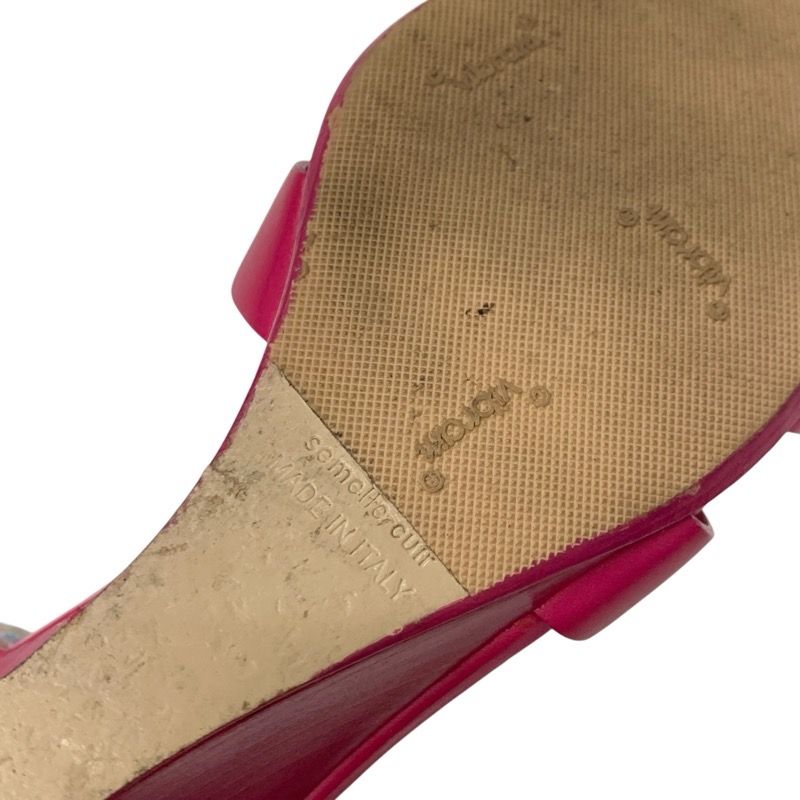 Hermes Legend Sandals Shoes Leather Pink Wedge Sole Ankle Strap