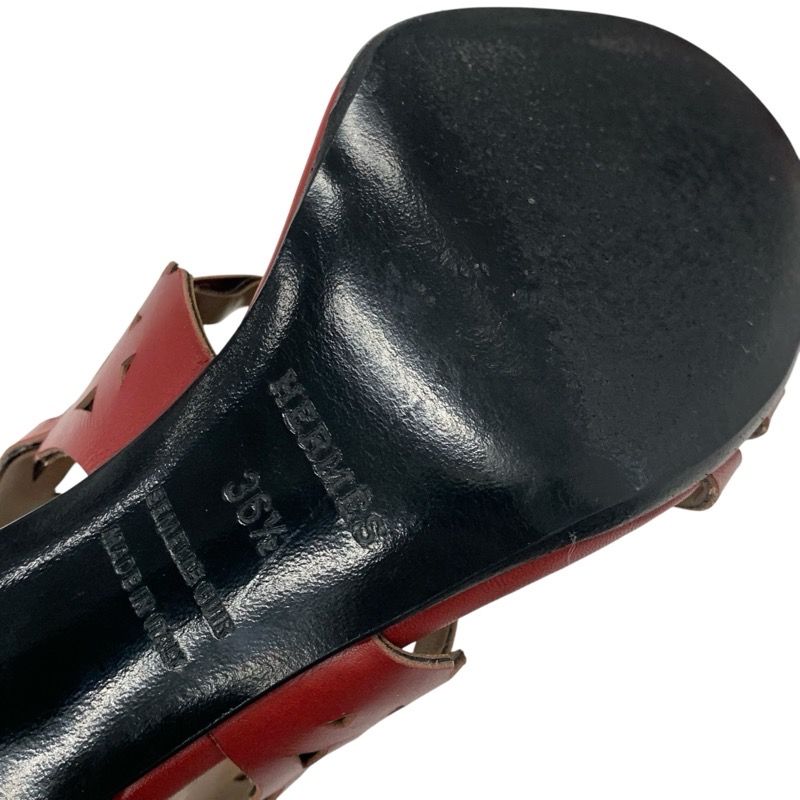 Hermes Kayla Sandals Shoes Leather Red Guadalquivir