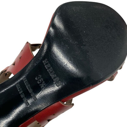 Hermes Kayla Sandals Shoes Leather Red Guadalquivir