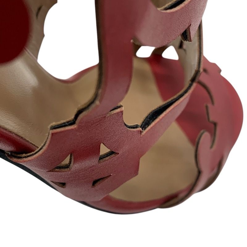 Hermes Kayla Sandals Shoes Leather Red Guadalquivir