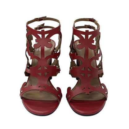 Hermes Kayla Sandals Shoes Leather Red Guadalquivir