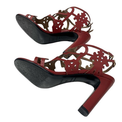 Hermes Kayla Sandals Shoes Leather Red Guadalquivir