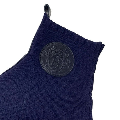 Hermes Volver Boots Short Shoes Fabric Leather Navy Black Sock