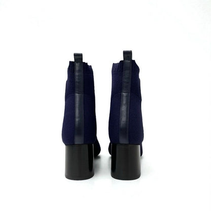 Hermes Volver Boots Short Shoes Fabric Leather Navy Black Sock