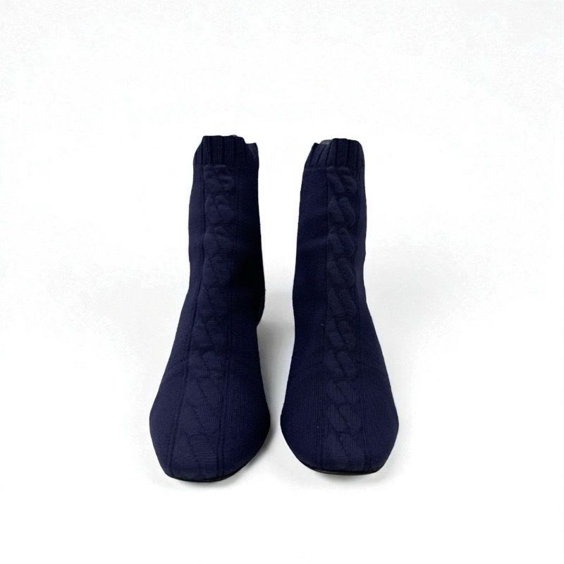 Hermes Volver Boots Short Shoes Fabric Leather Navy Black Sock
